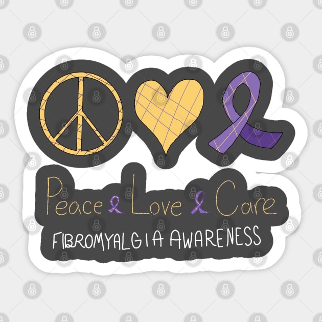 Peace Love Care Fibromyalgia Awareness Sticker by Art By Sophia